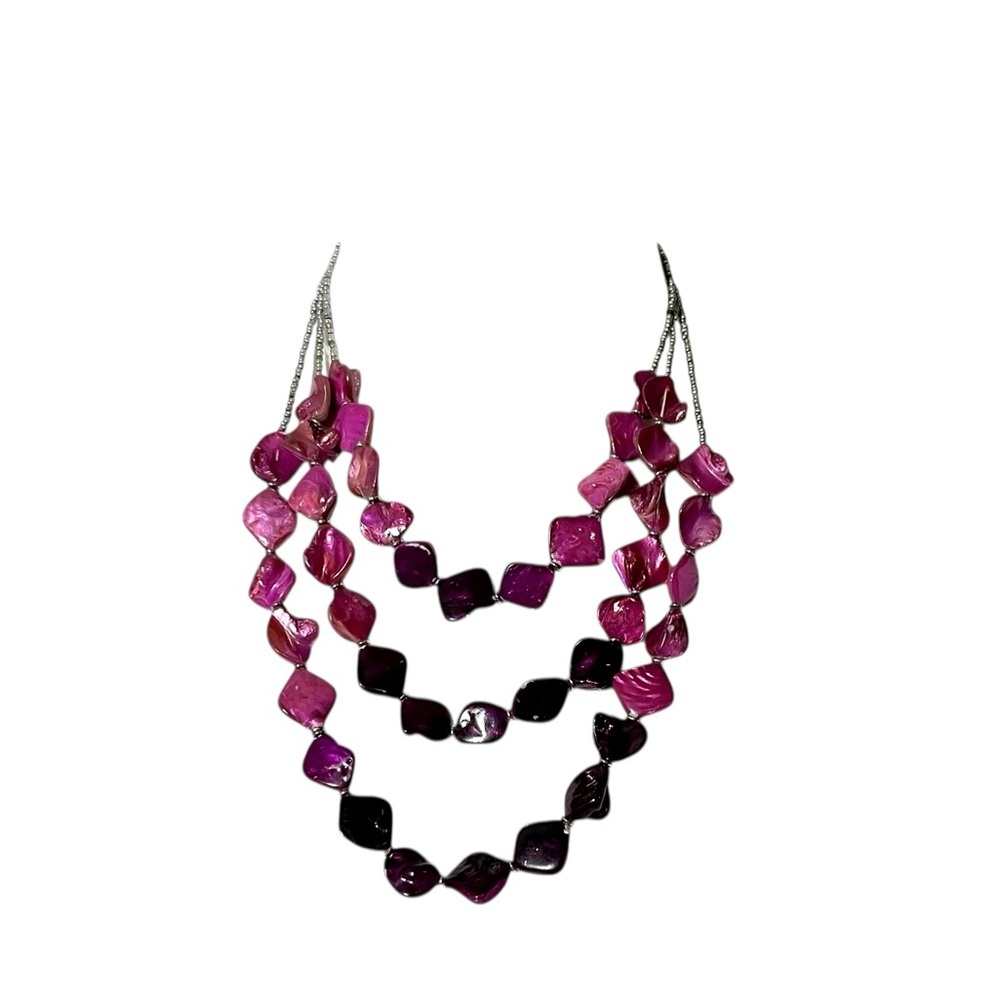 New York & Company Triple Strand Purple Ombre Shell Necklace 24”
